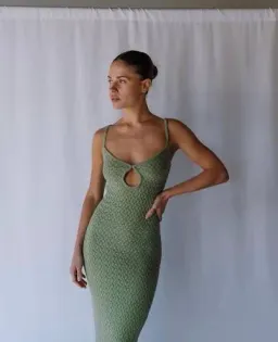 Bec & Bridge Effie Knit Key Maxi Dress Green for rent on The Volte - image 4