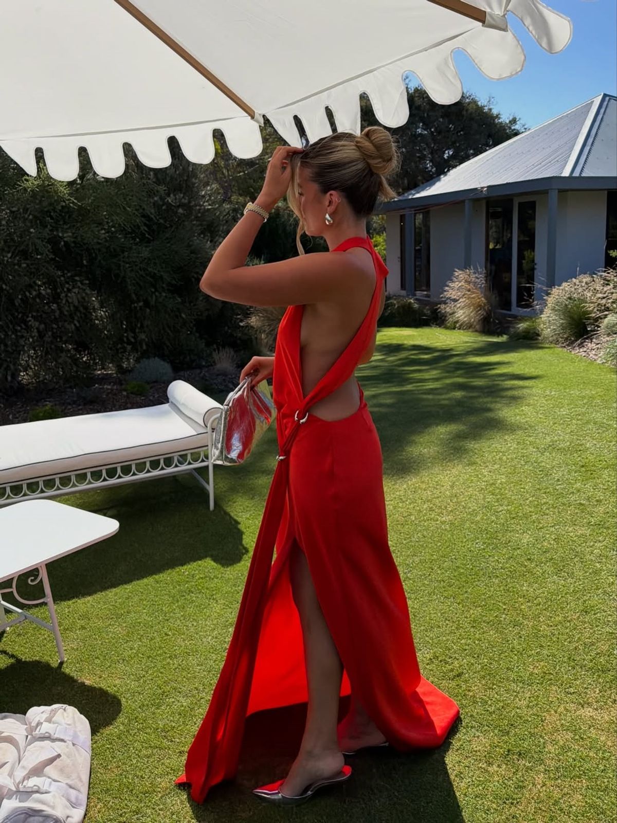 Misha / Harlow Satin Dress / Chilli Red / Size S/8 - Image 5