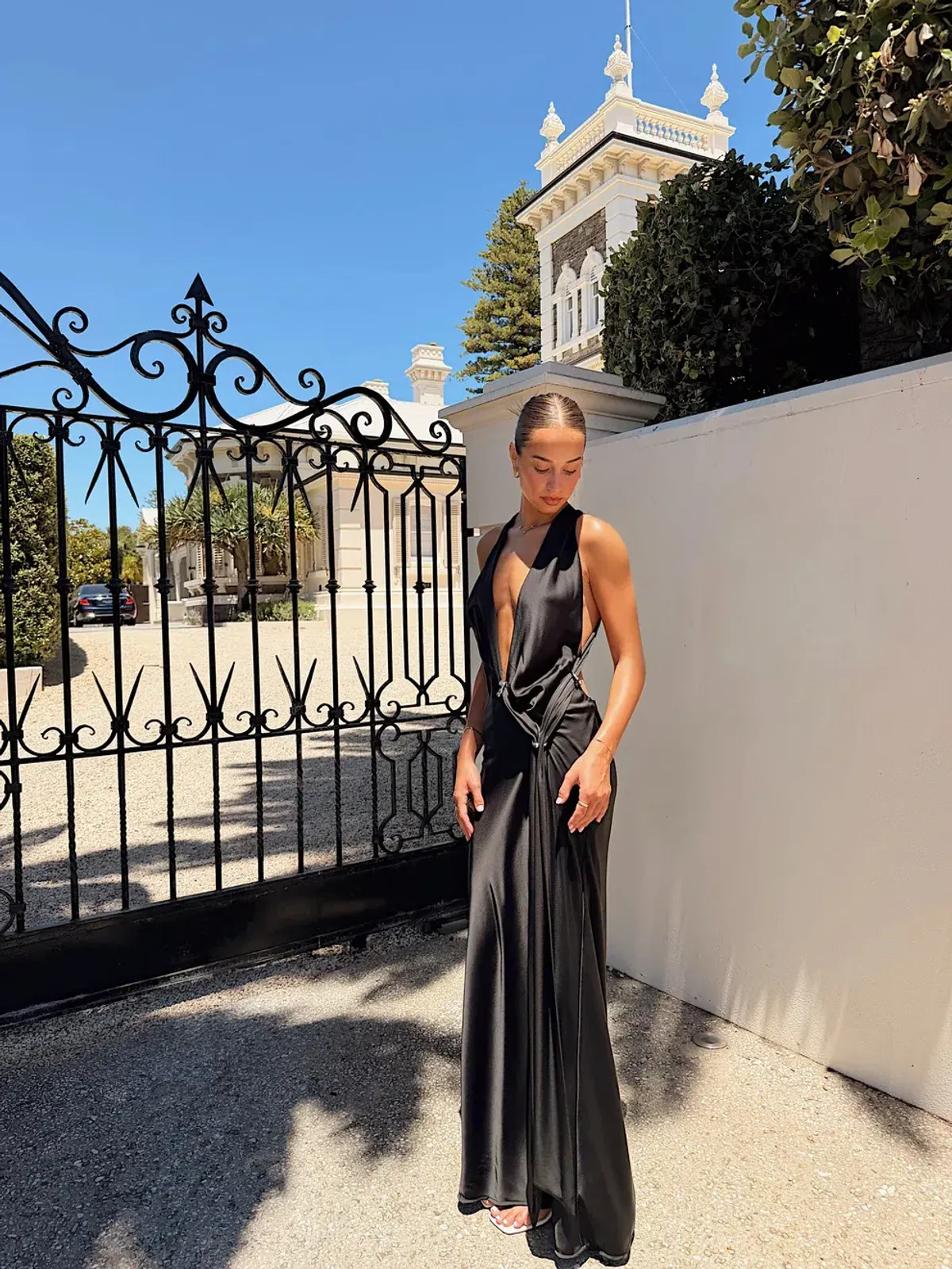 Misha / Harlow Satin Dress / Black / Size M/10 - Image 1