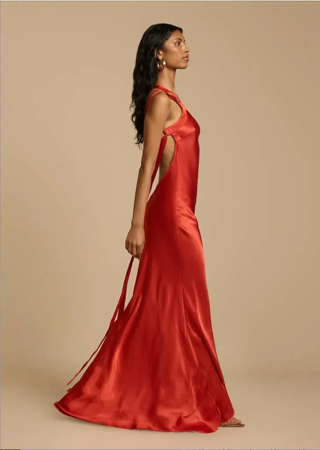 π§‘ Arcina Ori Monique Dress β Rust Red / Orange β Size AU 12 - Satin Maxi Gown for rent on The Volte - main image