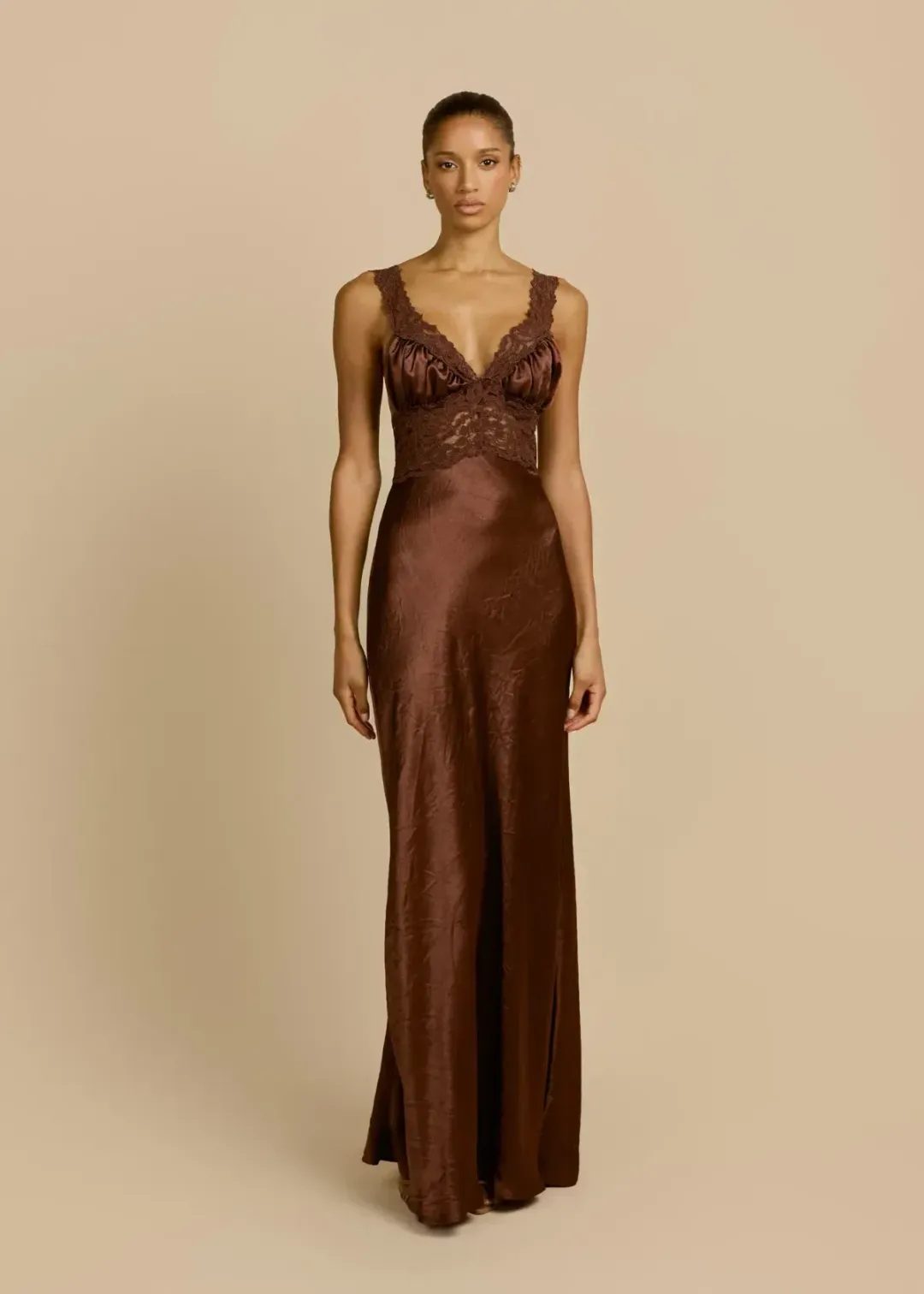π€ Arcina Ori Eveline Dress β Cacao Brown Satin Gown β Size AU 10 (M) π€ for rent on The Volte - main image