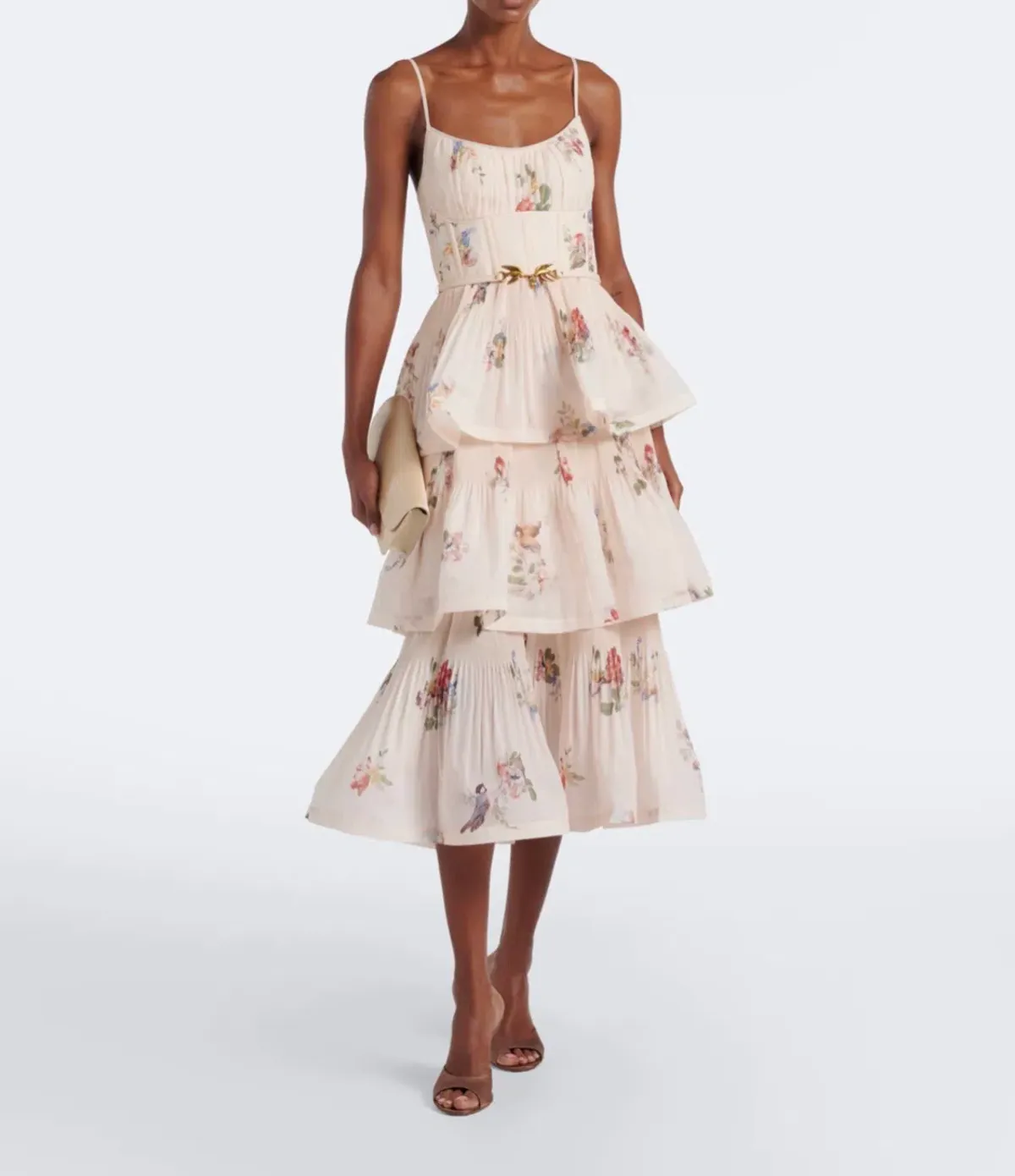 Zimmermann Floral pleated tiered bustier dress size 8 - Image 1