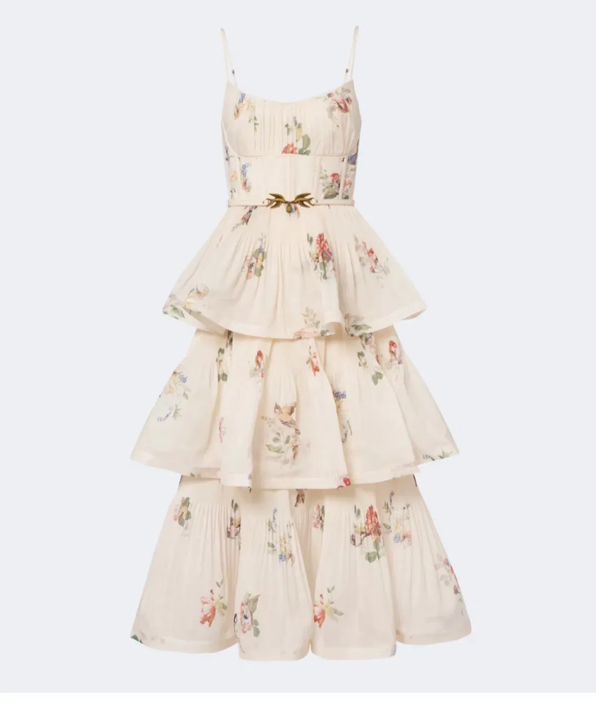 Zimmermann Floral pleated tiered bustier dress size 8 - Image 2