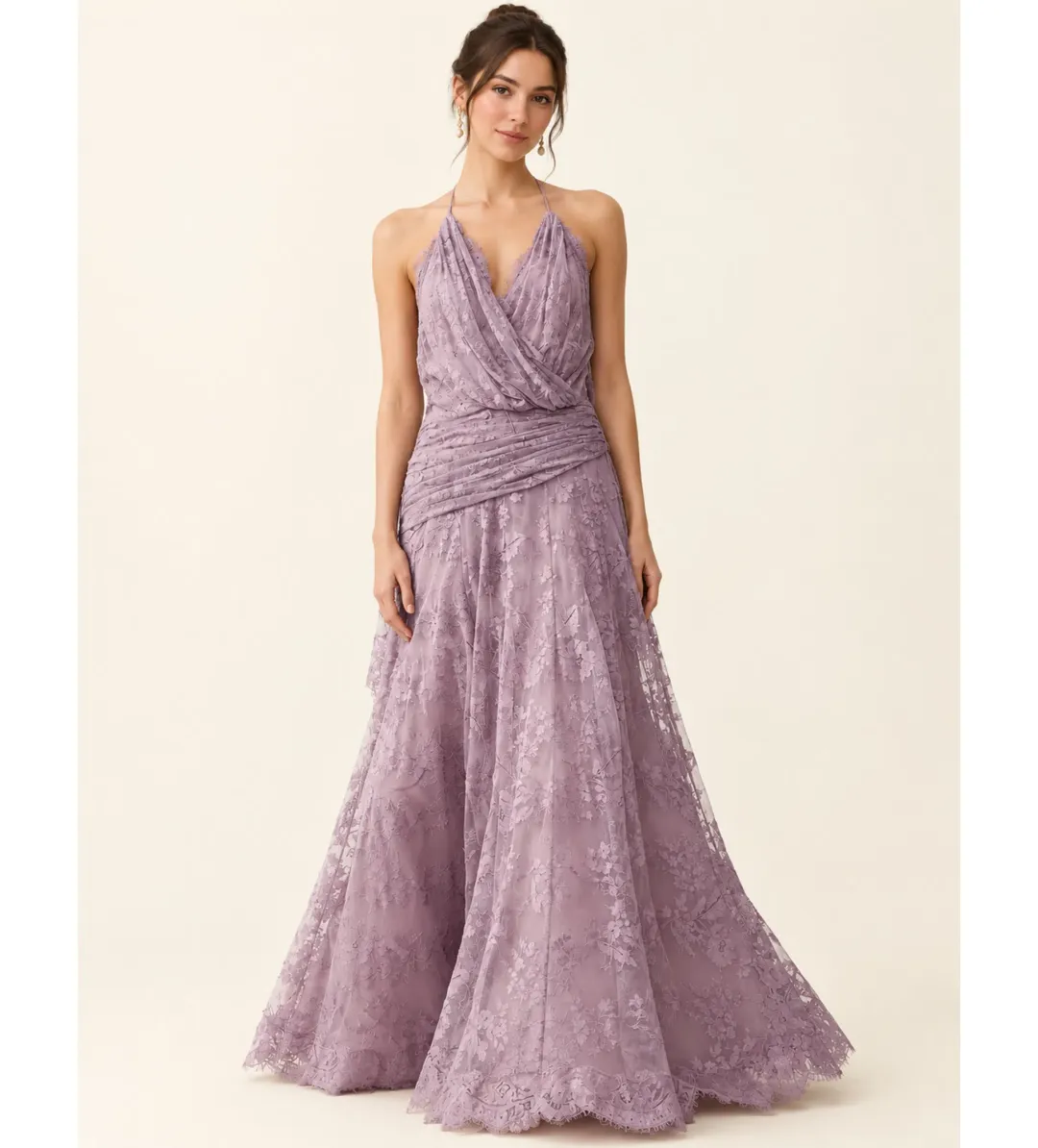 Zimmermann Clash Lace Draped Maxi Dress in Lilac Size 1/AU10 for rent on The Volte - main image
