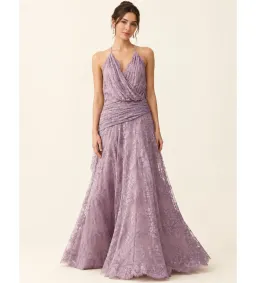 Zimmermann Clash Lace Draped Maxi Dress in Lilac Size 0/AU8 for rent on The Volte - image 1