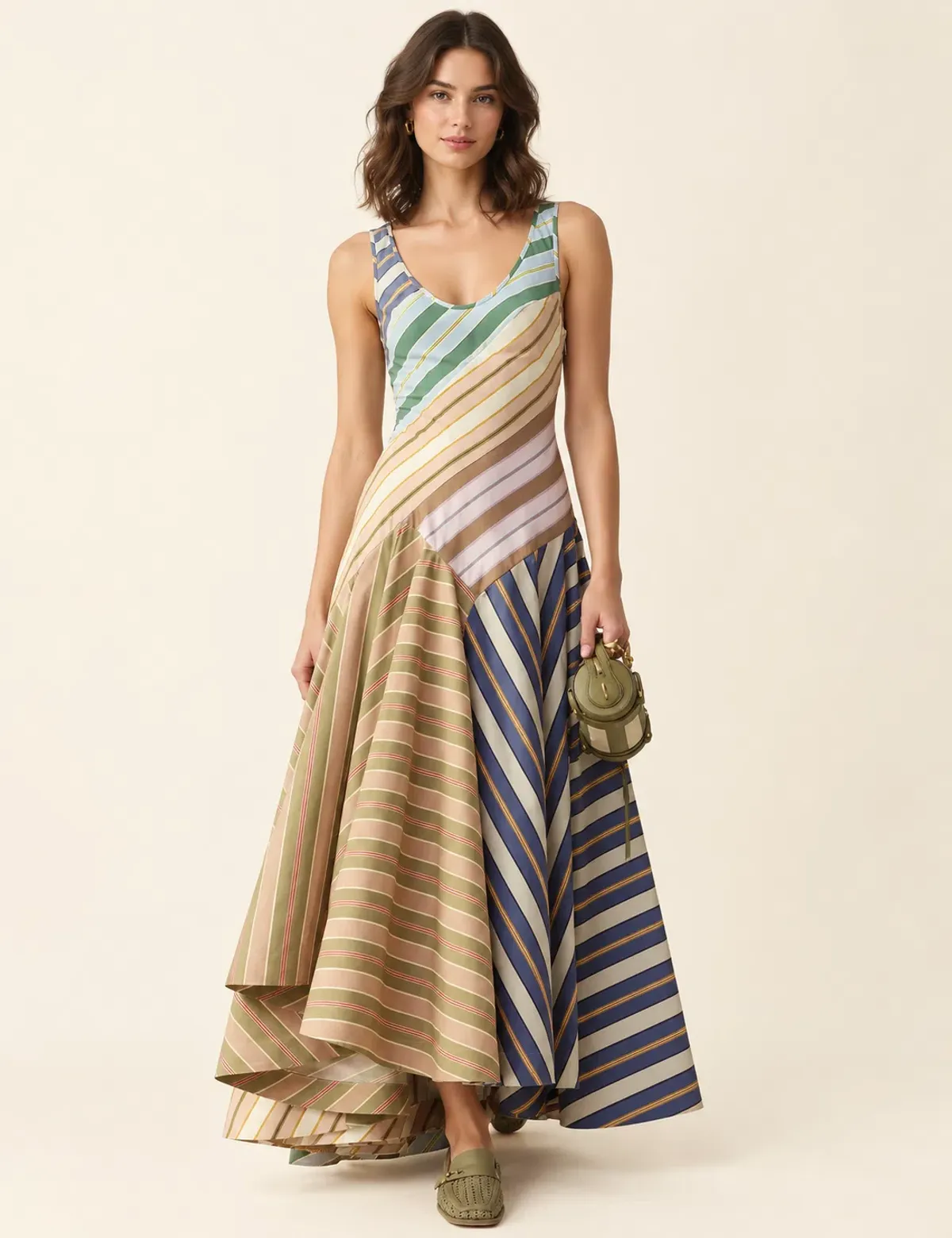 Zimmermann Clash Poplin Maxi Dress in Spliced Stripes Size 0/AU8 - Image 1