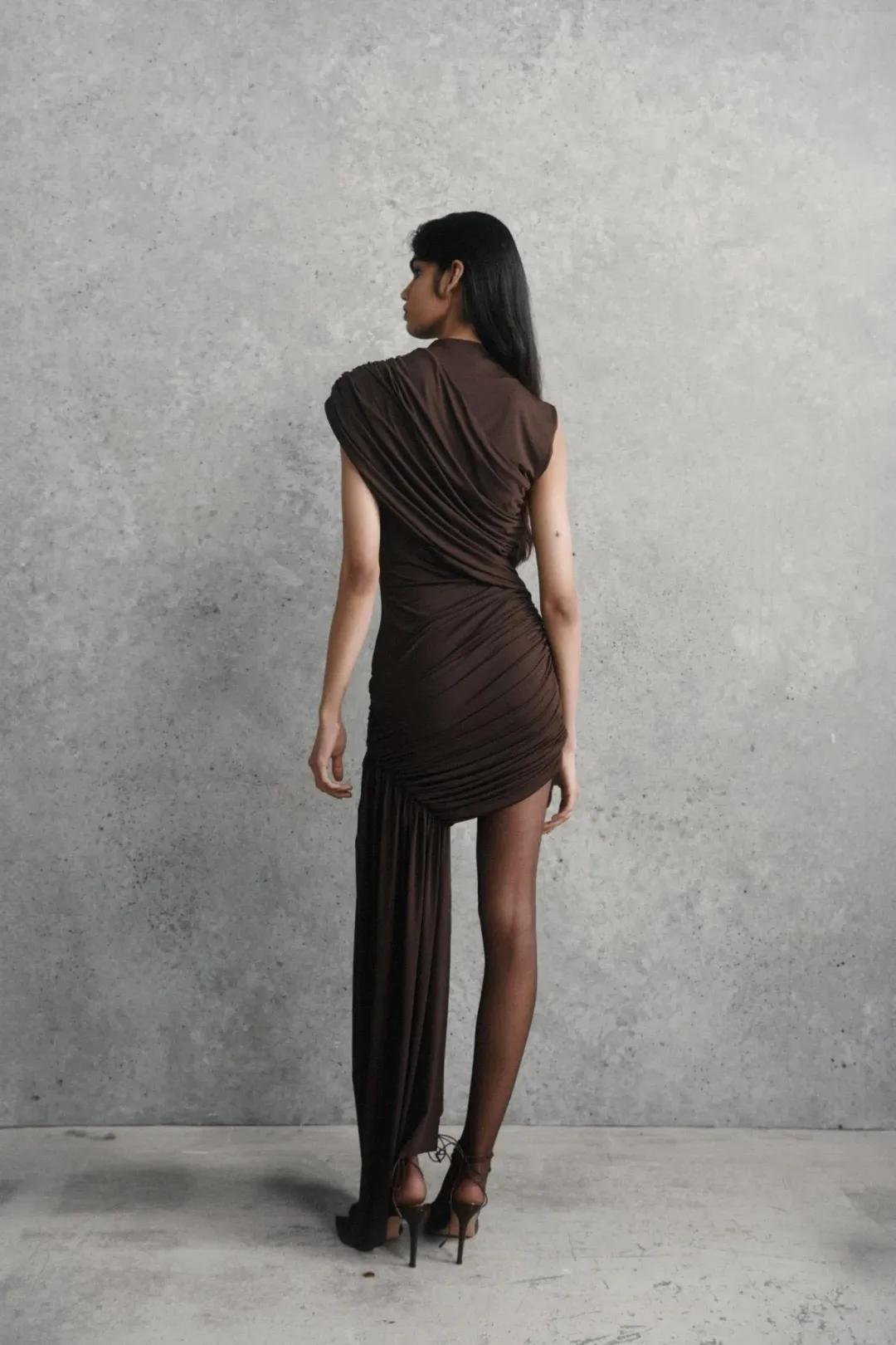 De La Vali - Ravenna Mini Dress, Chocolate 12 for rent on The Volte - main image