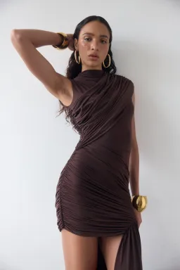 De La Vali - Ravenna Mini Dress, Chocolate 12 for rent on The Volte - image 6