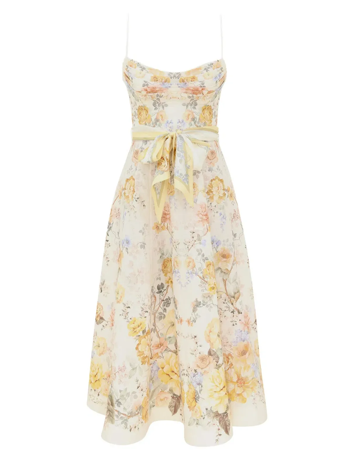 Zimmermann Clash Tuck Midi Dress in Citrus Blooms Floral Size 2 / AU 12 - Image 3