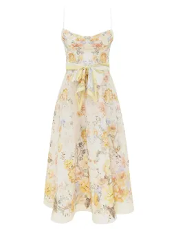 Zimmermann Clash Tuck Midi Dress in Citrus Blooms Floral Size 2 / AU 12 for rent on The Volte - image 3