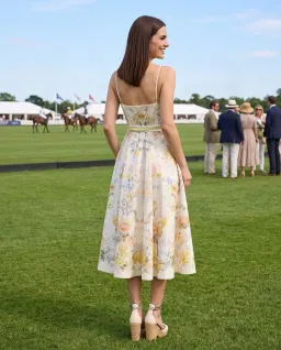 Zimmermann Clash Tuck Midi Dress in Citrus Blooms Floral Size 2 / AU 12 for rent on The Volte - image 2