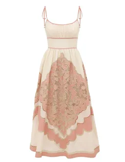 Zimmermann Fairlight Applique Midi Dress in Pink Cream Size 2 / AU 12 for rent on The Volte - image 3