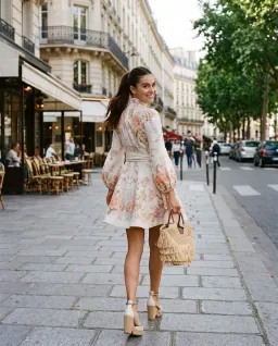 Zimmermann Clash Button Mini Dress in Coral Blooms Size 2 / AU 12 for rent on The Volte - image 2