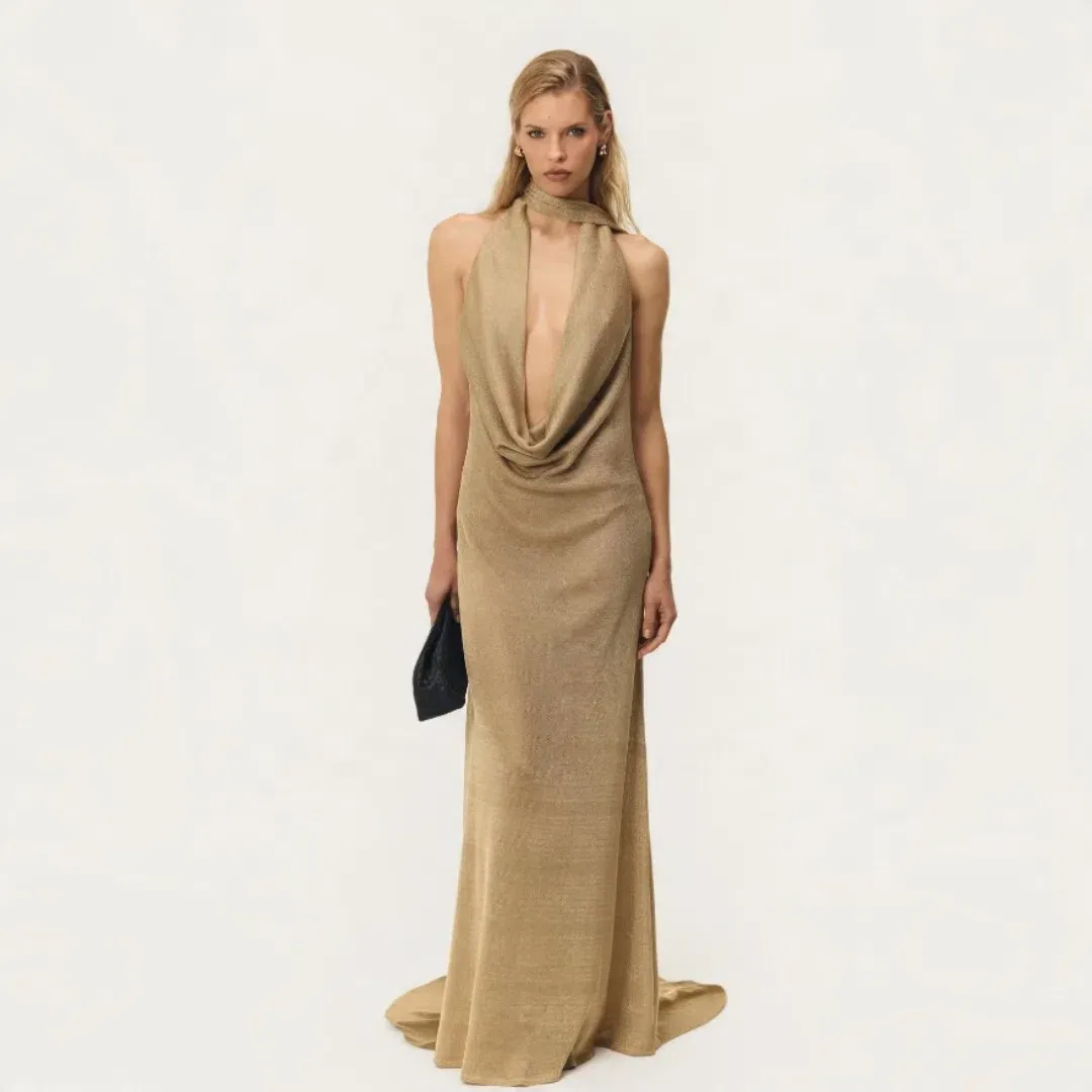 Arcina Ori Kaia Dress In Gold In XS / 6 AU for rent on The Volte - main image
