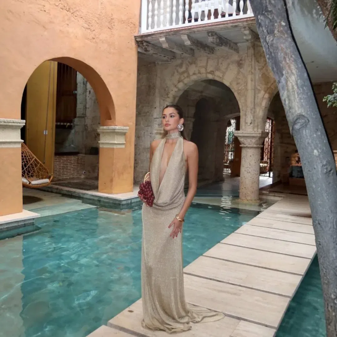 Arcina Ori Kaia Dress In Gold In XS / 6 AU for rent on The Volte - main image