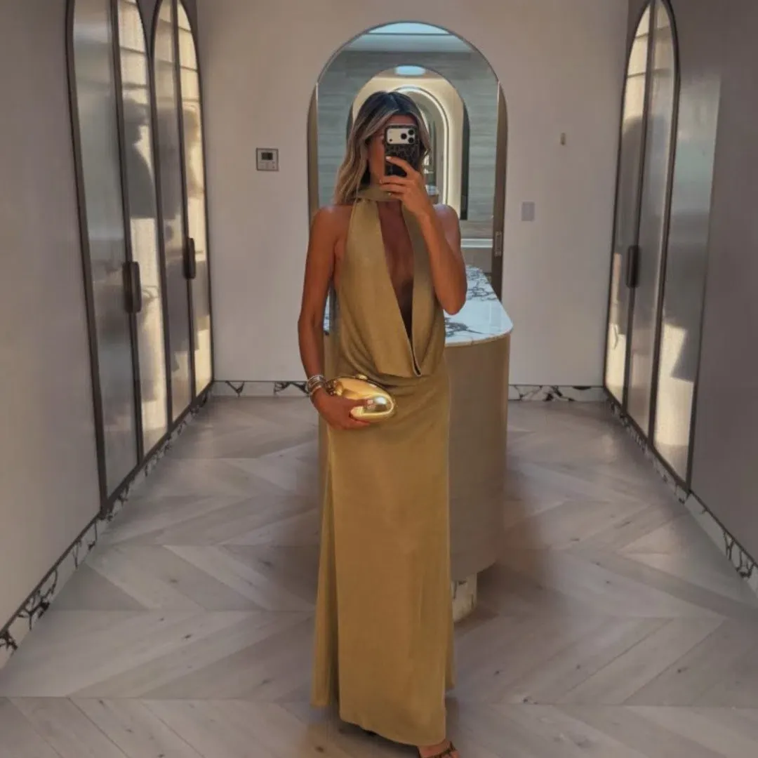 Arcina Ori Kaia Dress In Gold In XS / 6 AU for rent on The Volte - main image