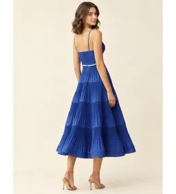 Zimmermann V Neck Pleated Midi Dress in Blue Size 1/AU10 for rent on The Volte - image 2