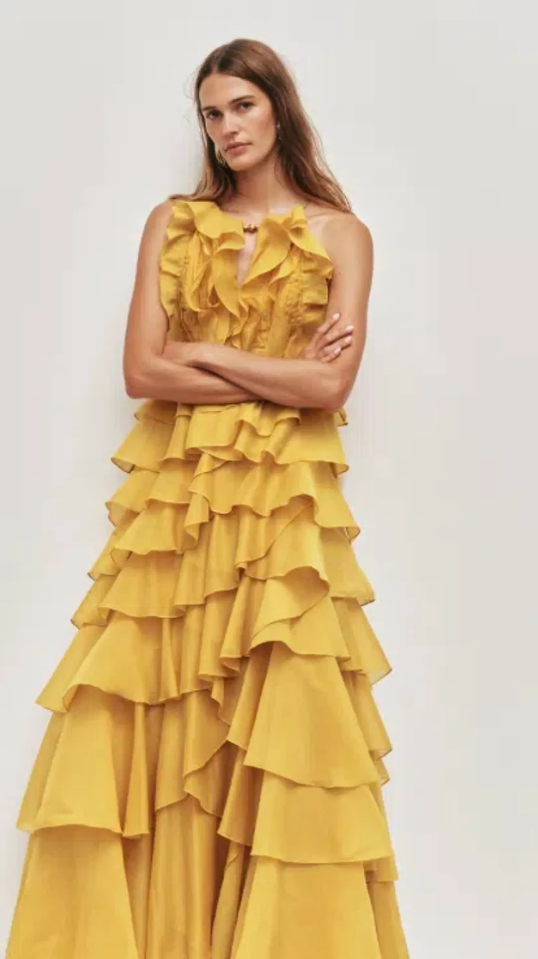 Aje Cleo dress in chartreuse size 8 for rent on The Volte - main image