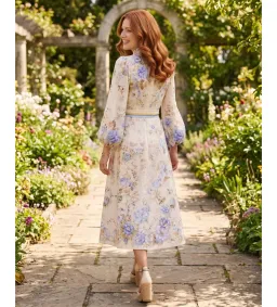 Zimmermann Clash Button Midi Dress in Sky Blooms Size 2/AU12 for rent on The Volte - image 2