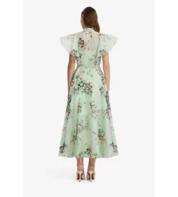 Leo Lin Elsie Flutter Sleeve Midi Dress in Posy Print Mint Size AU12 for rent on The Volte - image 3