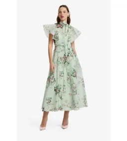 Leo Lin Elsie Flutter Sleeve Midi Dress in Posy Print Mint Size AU12 for rent on The Volte - image 2