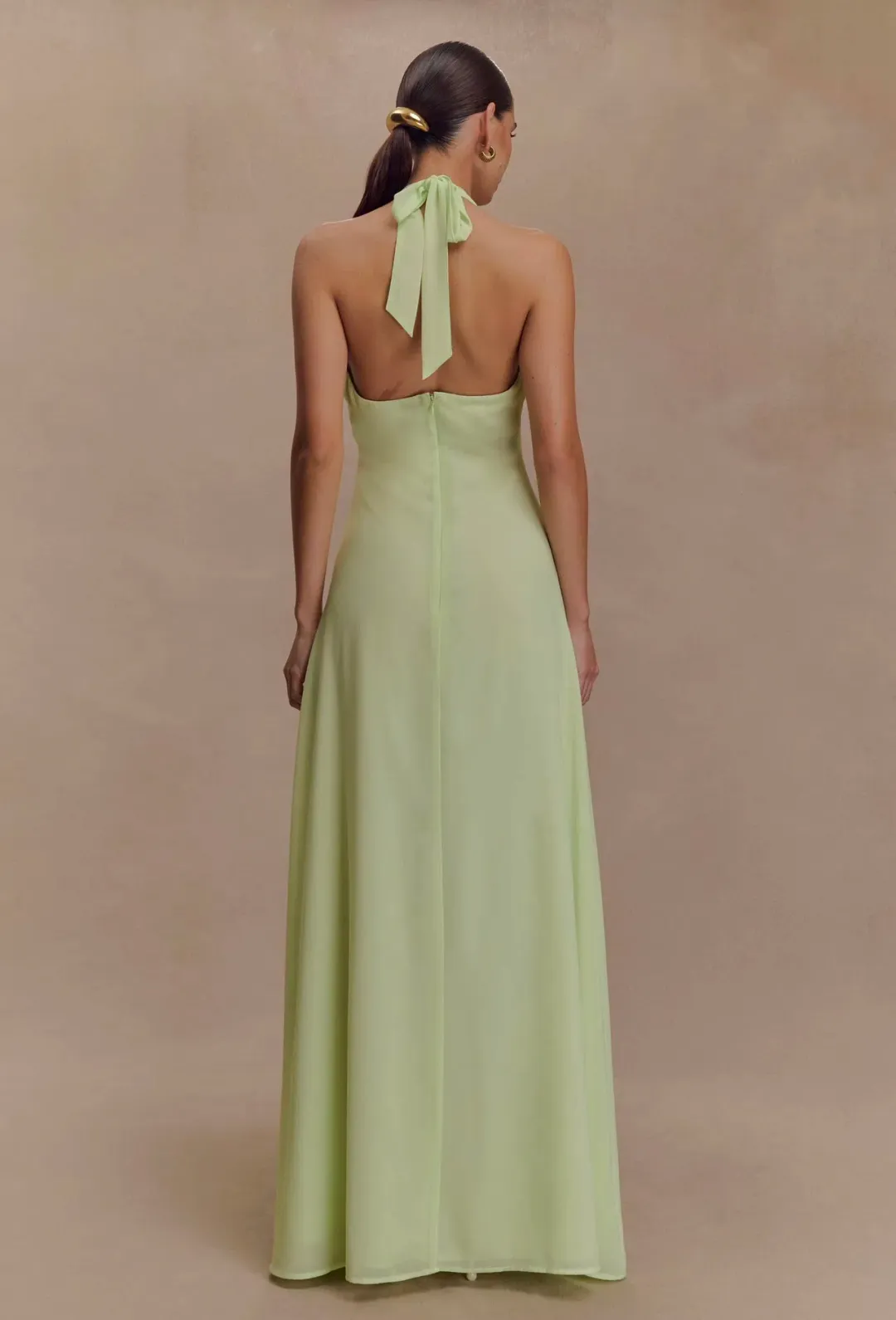 Meshki Malakhai Chiffon Halter Maxi Dress Pastel Green for rent on The Volte - main image