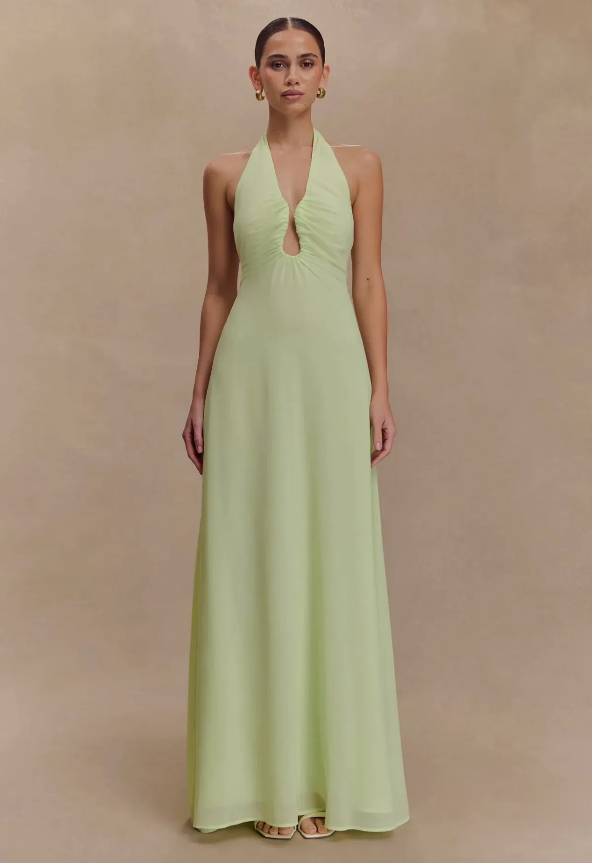 Meshki Malakhai Chiffon Halter Maxi Dress Pastel Green for rent on The Volte - main image