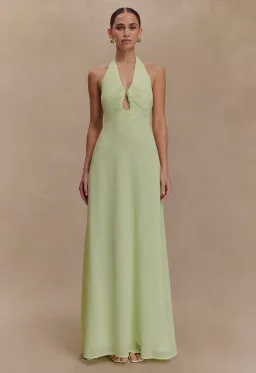 Meshki Malakhai Chiffon Halter Maxi Dress Pastel Green for rent on The Volte - image 1