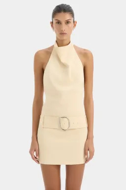 SIR The Label Sabina Belted Mini Dress in Butter for rent on The Volte - image 4