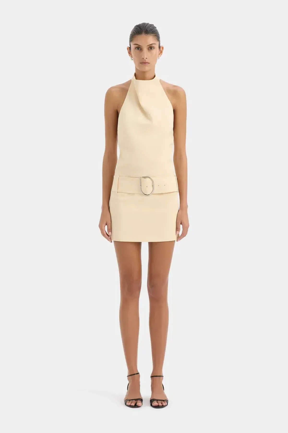 SIR The Label Sabina Belted Mini Dress in Butter - Image 2