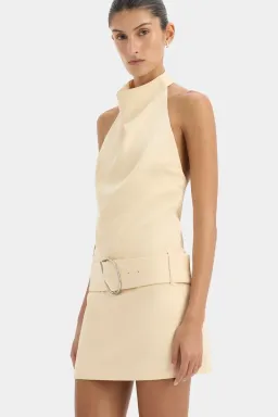 SIR The Label Sabina Belted Mini Dress in Butter for rent on The Volte - image 5