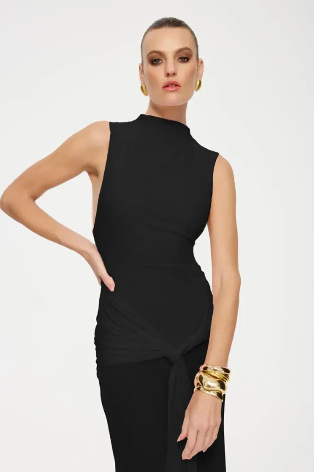 Roza Maxi Dress Black Mesh by Effie Kats for rent on The Volte - main image
