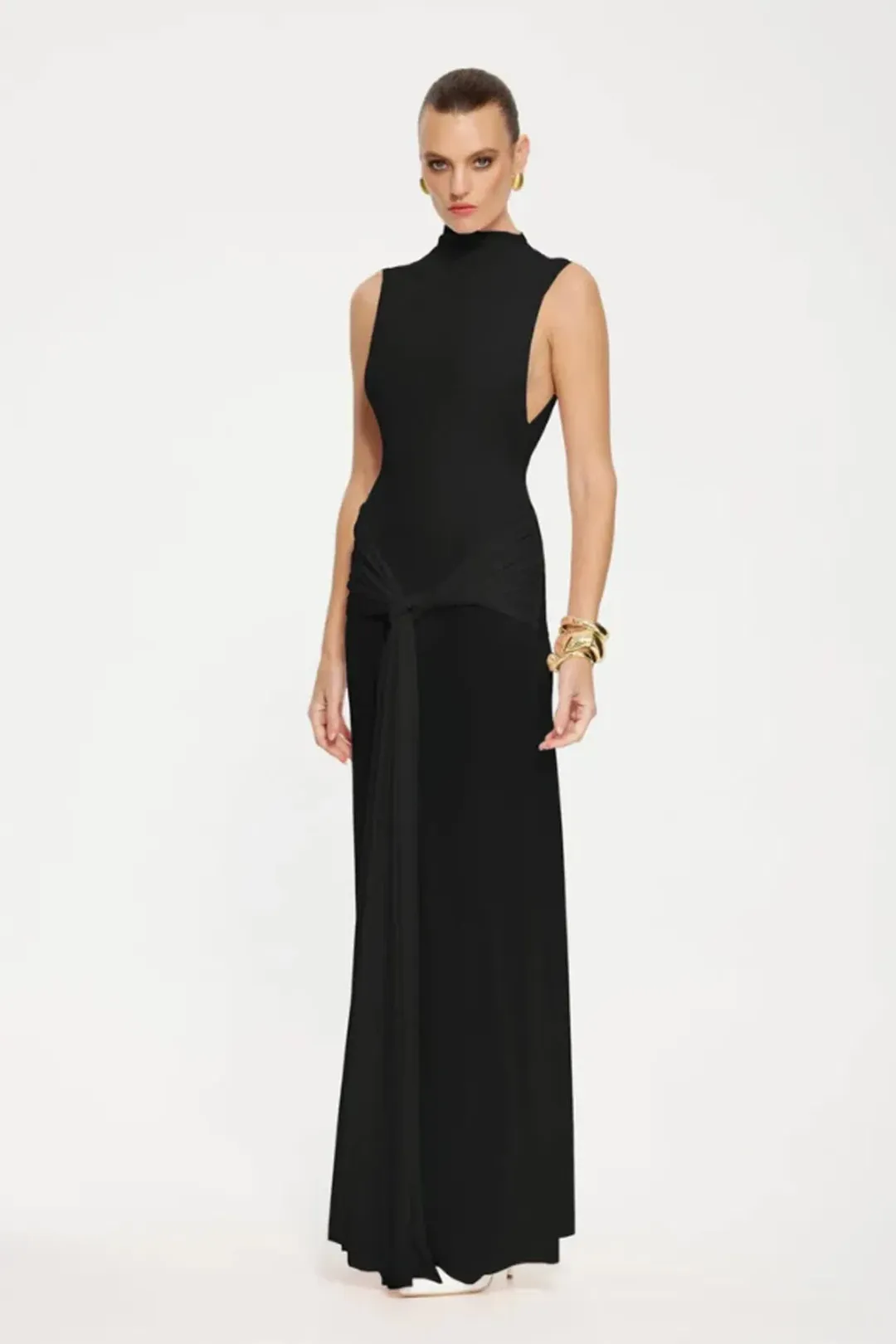 Roza Maxi Dress Black Mesh by Effie Kats for rent on The Volte - main image