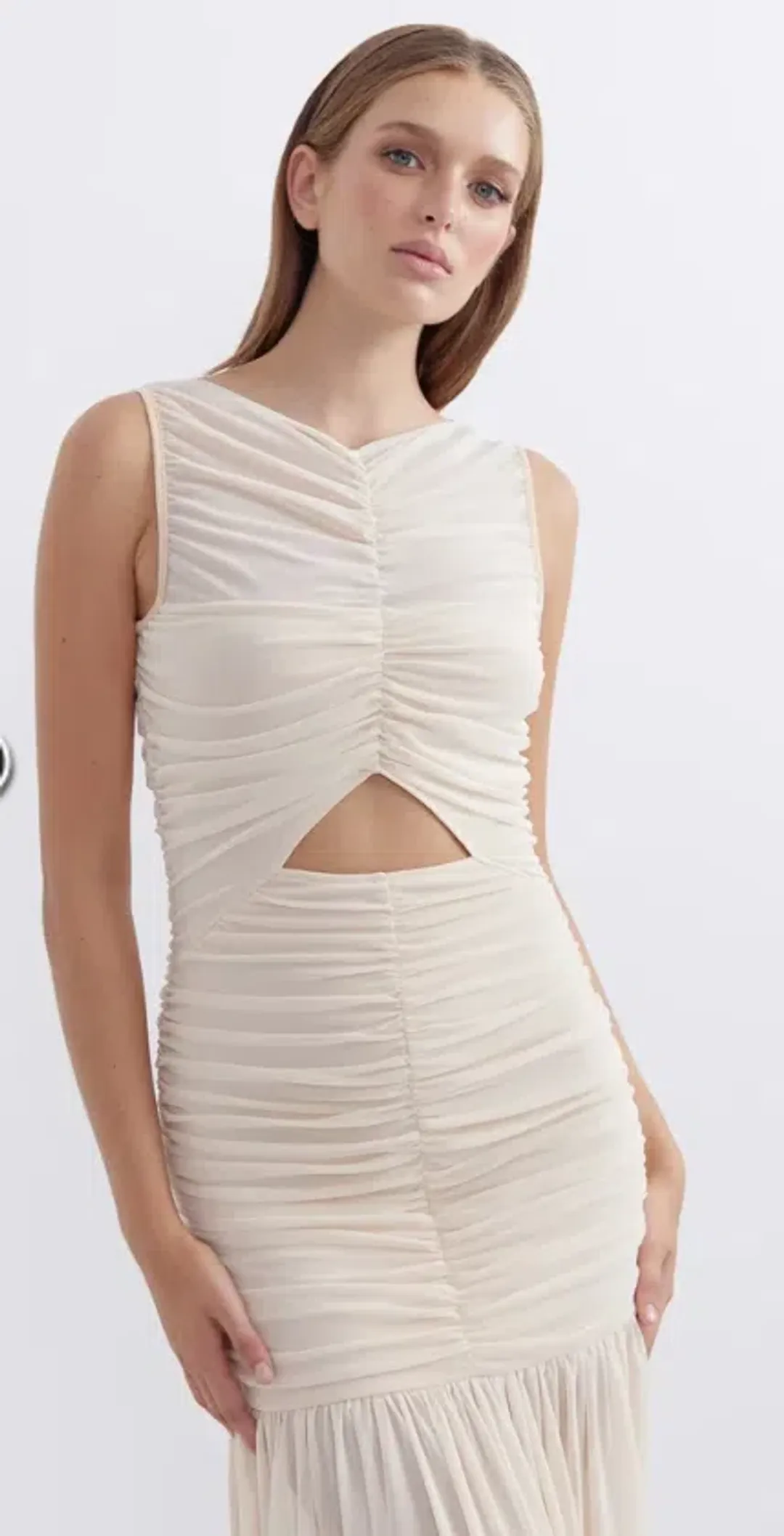 Pasduchas LUNAR HOURGLASS Midi Size 8 Beige for rent on The Volte - main image