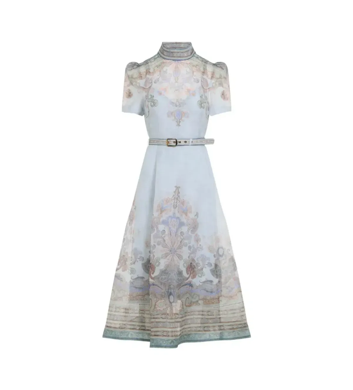 ZIMMERMANN EDEN BELTED MIDI DRESS BLUE PAISLEY SIZE 2 AU 12 - Image 4