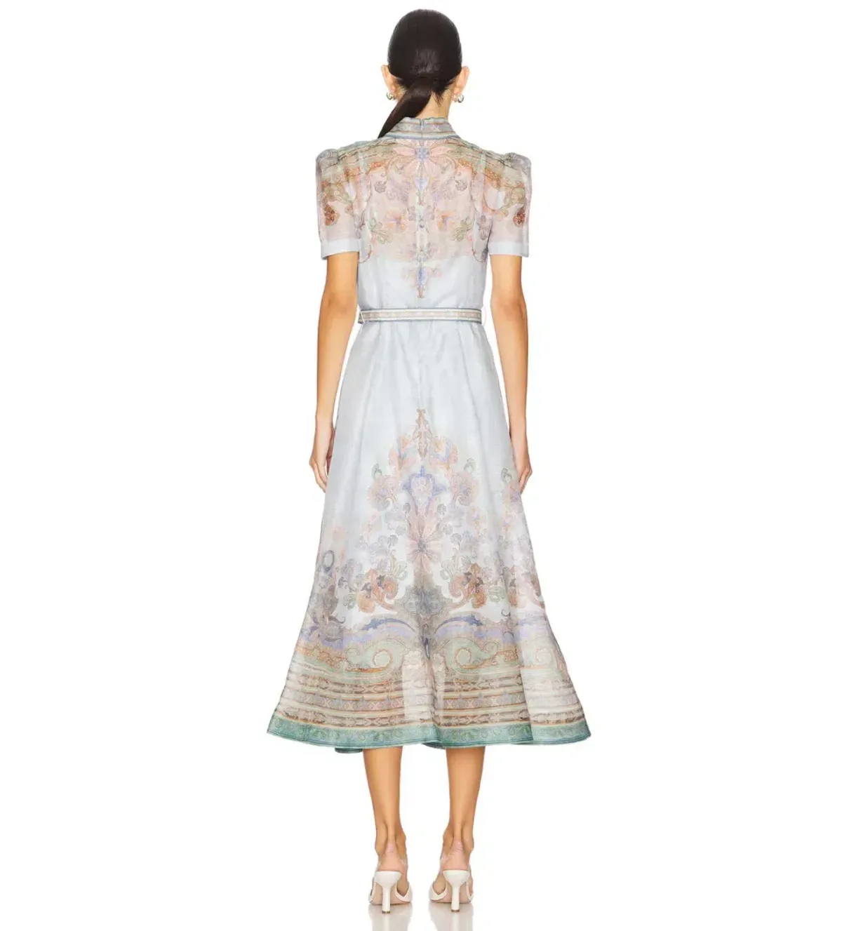 ZIMMERMANN EDEN BELTED MIDI DRESS BLUE PAISLEY SIZE 2 AU 12 - Image 3