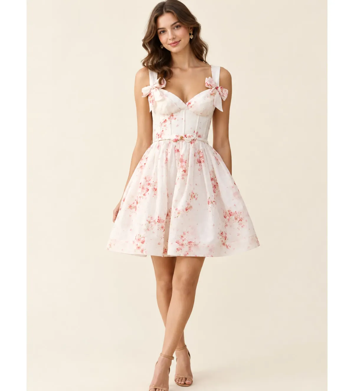 Zimmermann Clash Print Bow Mini Dress in Cherry Ditsy Floral Size 0/AU8 - Image 1