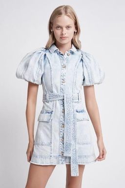 Framework Denim Puff Sleeve Dress for rent on The Volte - image 2