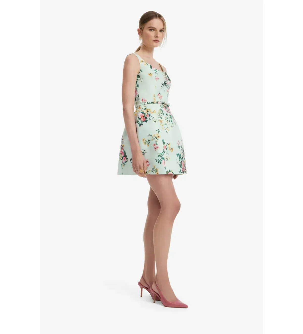 Leo Lin Lyra Mini Dress in Posy Print in Mint Size AU10 - Image 2