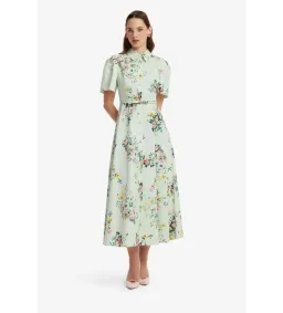 Leo Lin Bianca Short Sleeve Midi Dress in Posy Print in Mint Size AU10 for rent on The Volte - image 2