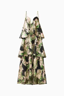 Elliatt Florayne Tiered Maxi Dress in Black & Green Floral Size M / AU 10 for rent on The Volte - image 7