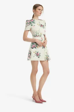 Leo Lin Elyse Short Sleeve Mini Dress in Posy Floral Print in Snow Size AU 12 for rent on The Volte - image 2