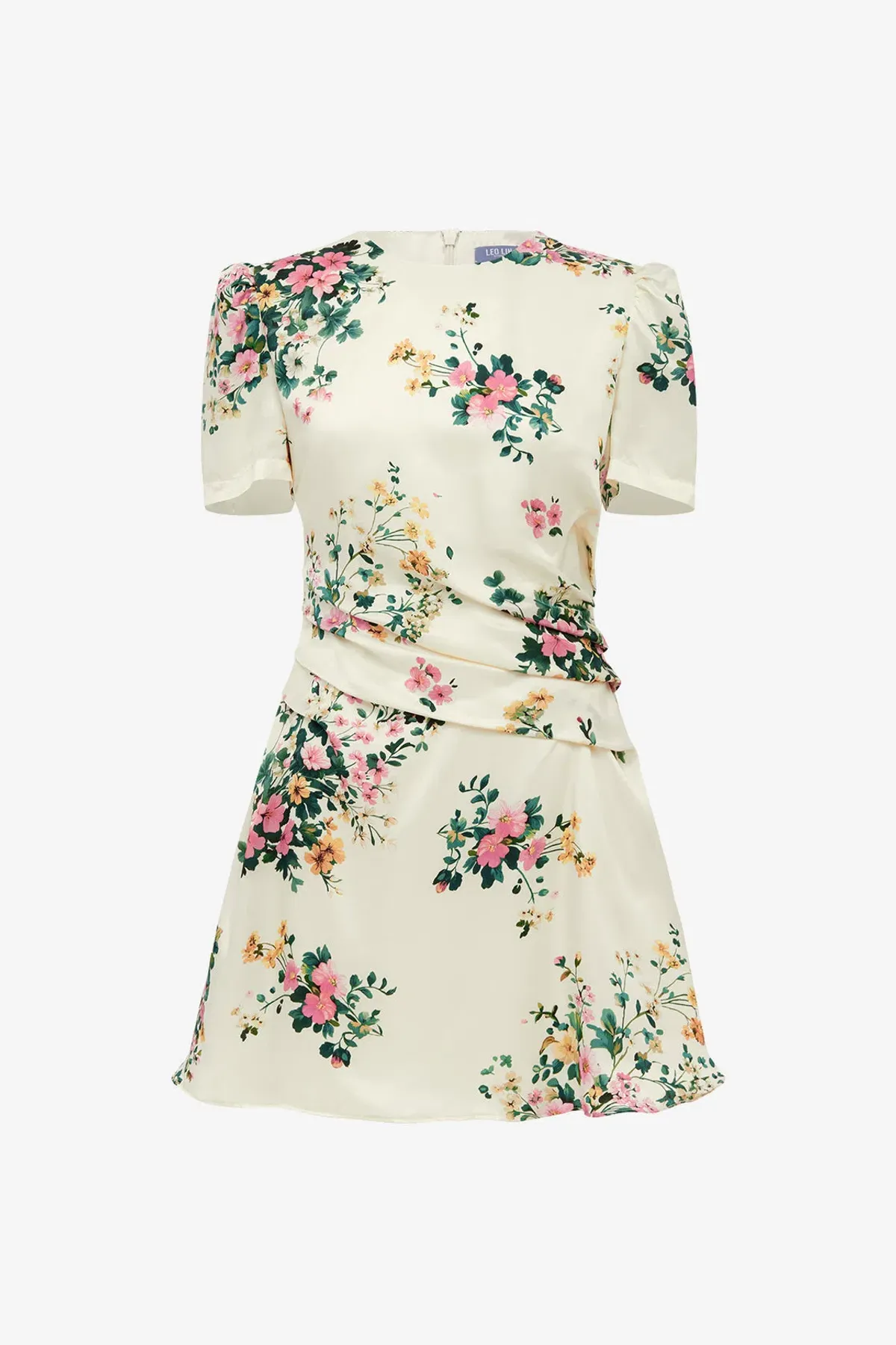 Leo Lin Elyse Short Sleeve Mini Dress in Posy Floral Print in Snow Size AU 12 - Image 6