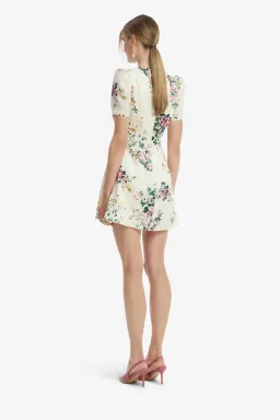 Leo Lin Elyse Short Sleeve Mini Dress in Posy Floral Print in Snow Size AU 12 for rent on The Volte - image 3