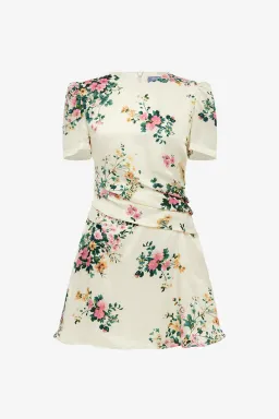 Leo Lin Elyse Short Sleeve Mini Dress in Posy Floral Print in Snow Size AU 10 for rent on The Volte - image 6
