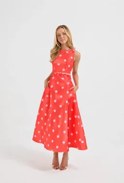 Pasduchas Dottie Flared Midi Red Size 8 for rent on The Volte - image 1