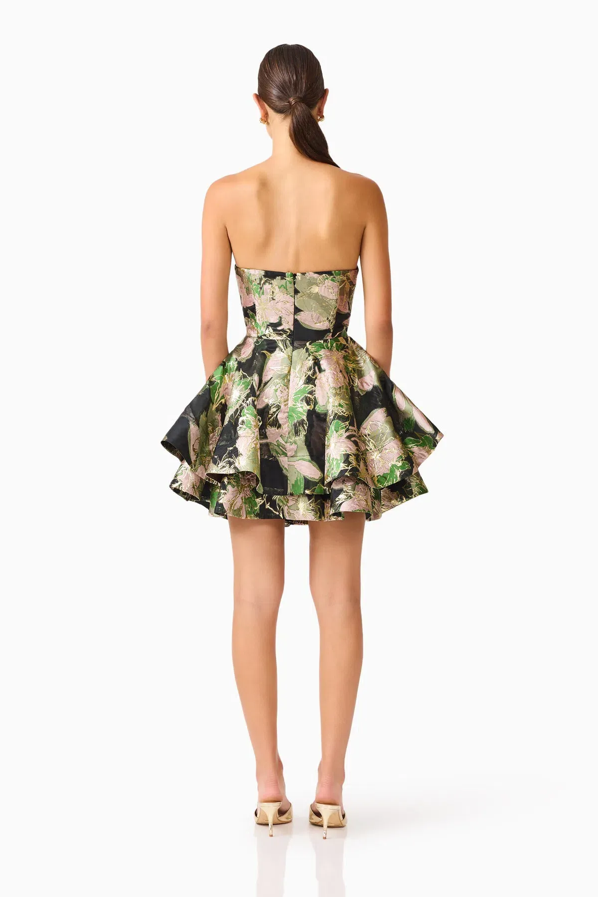 Elliatt Florayne Sweetheart Mini Dress in Black & Green Floral Size S / AU 8 - Image 3
