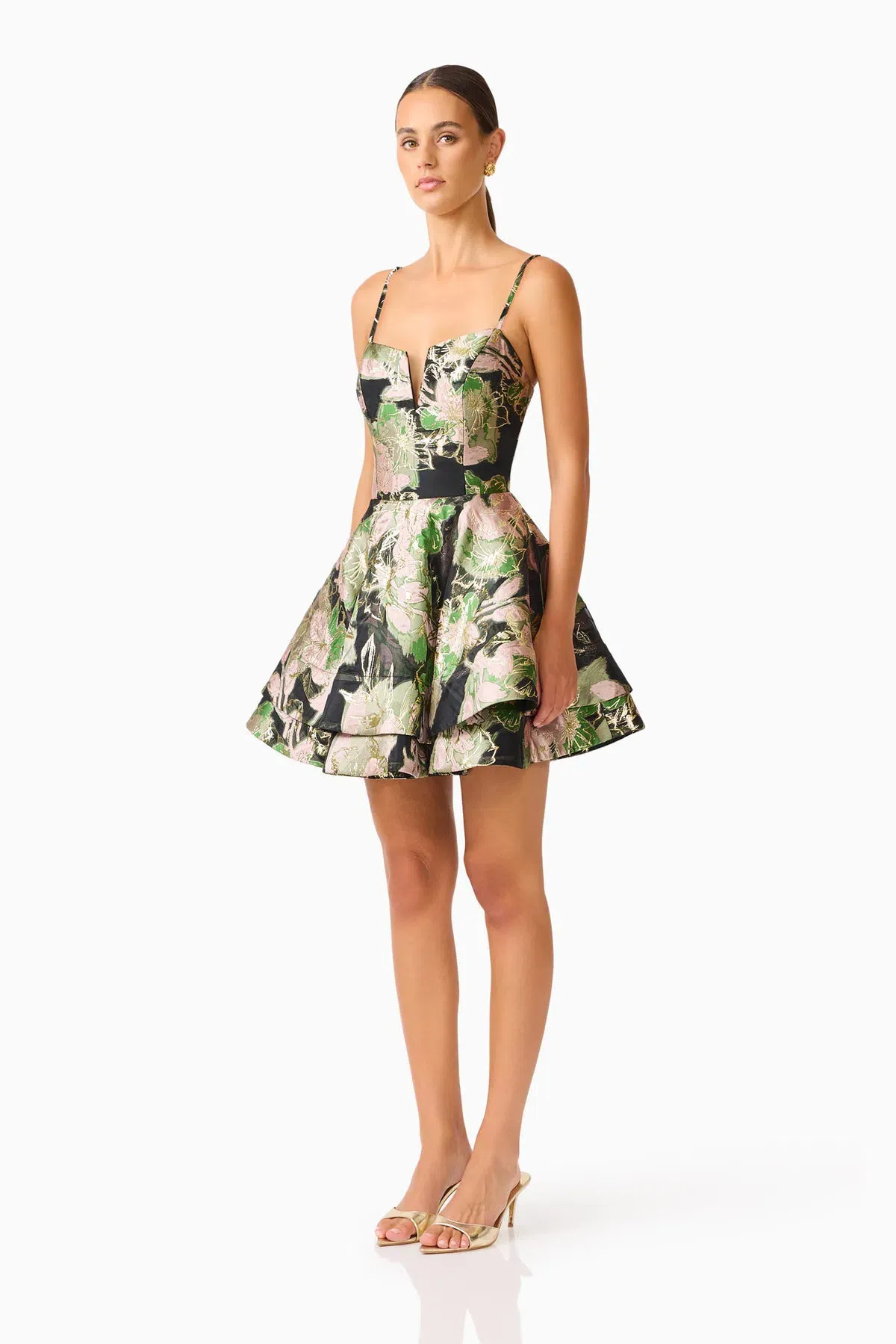 Elliatt Florayne Sweetheart Mini Dress in Black & Green Floral Size S / AU 8 - Image 4