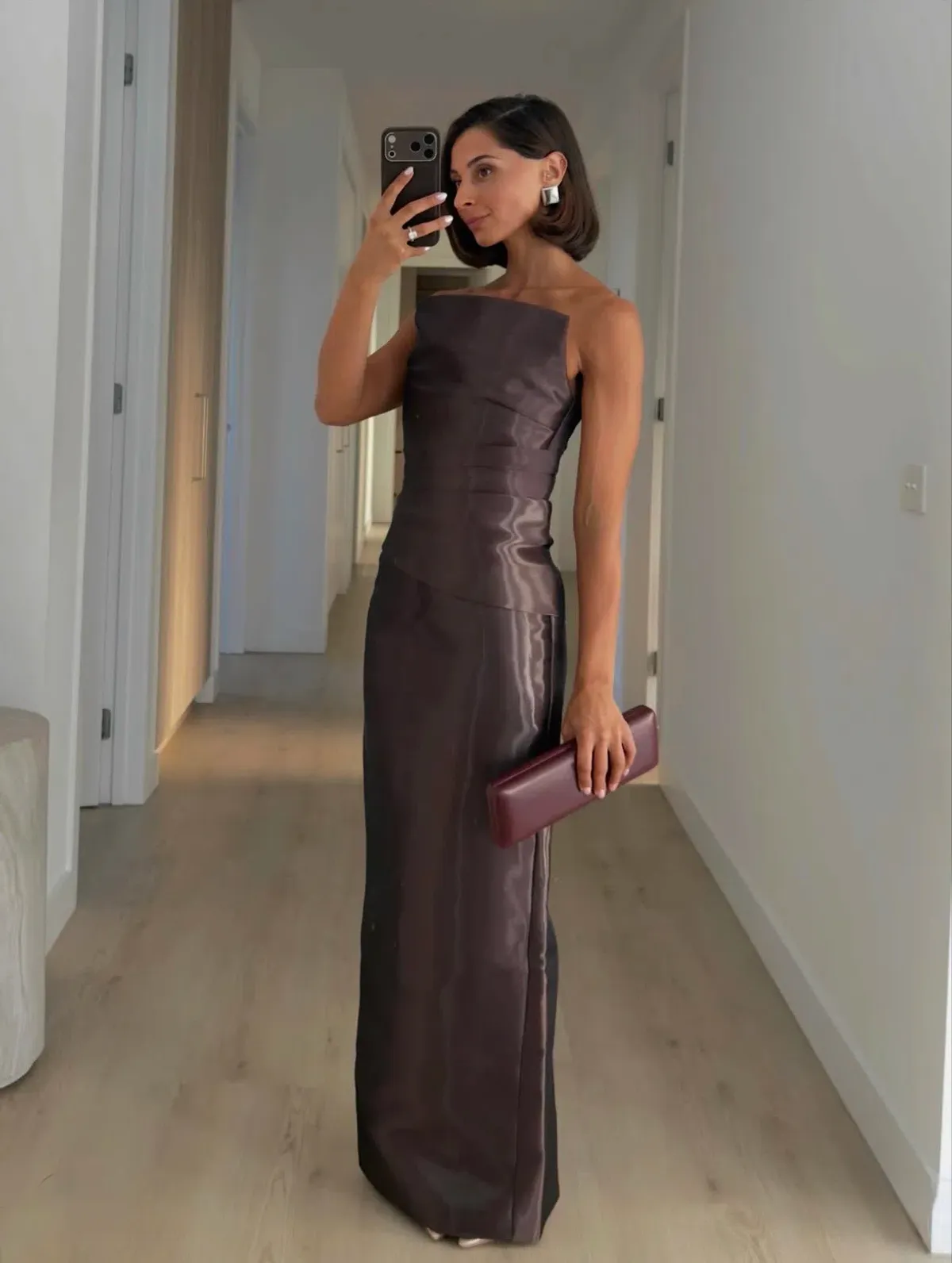 Eliya The Label Tatum Dress Chocolate Size 8 for rent on The Volte - main image