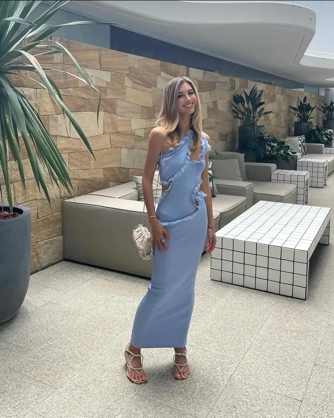 Christopher Esber Carina Interlinked Dress Blue Size 6 for rent on The Volte - main image